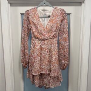 Chic Floral V-Neck Long Sleeve Dress